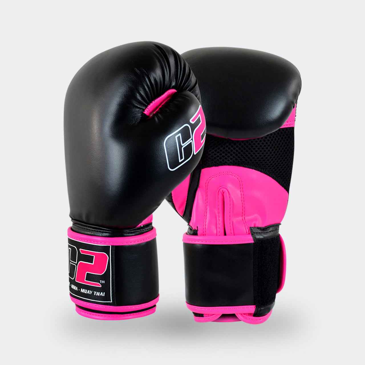 C2 Boxing Gloves | Black and Pink Boxing Gloves | Combat Corner