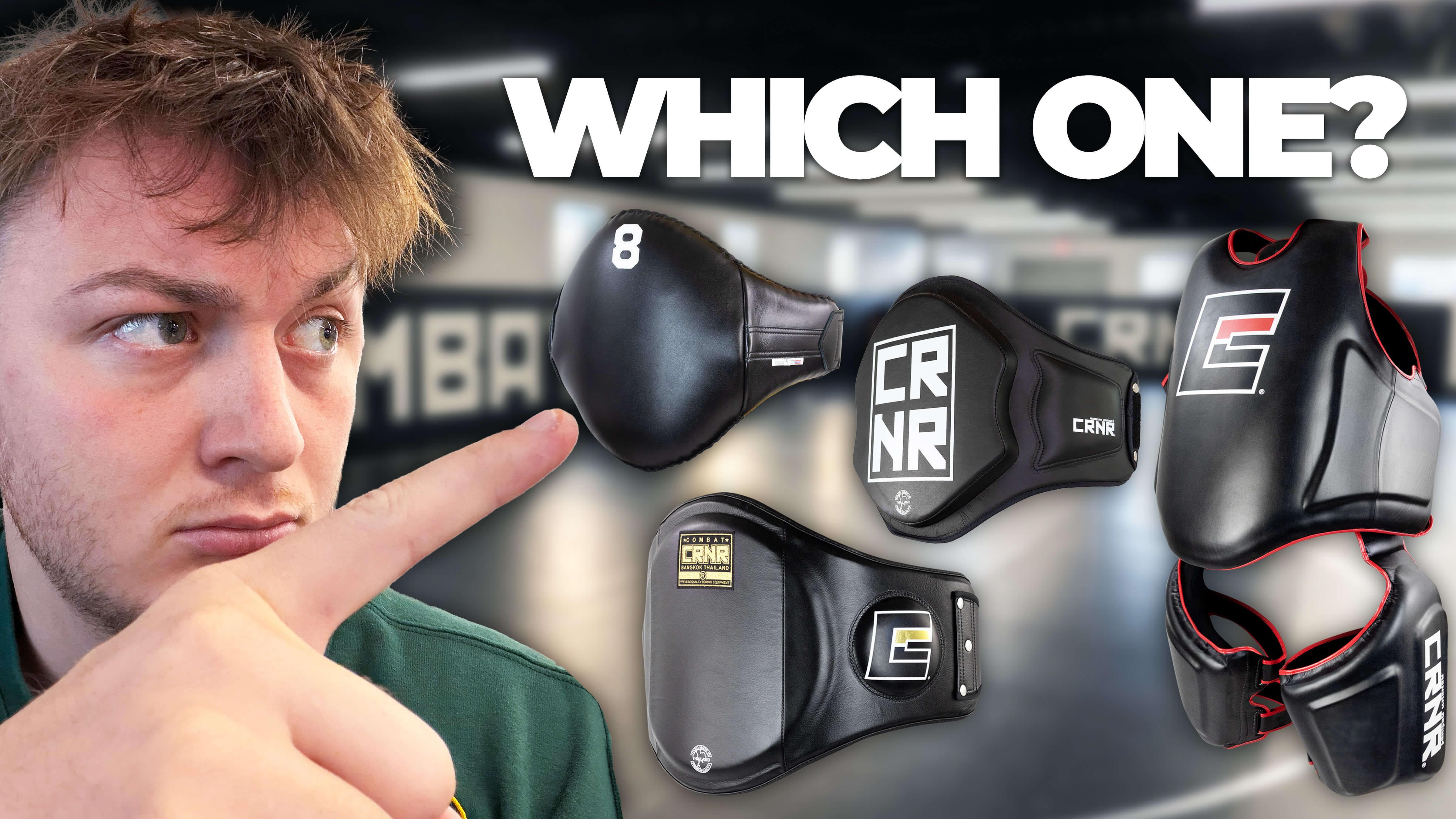 Product guide thumbnail asking "WHICH ONE?" comparing Combat Corner Belly Pads.