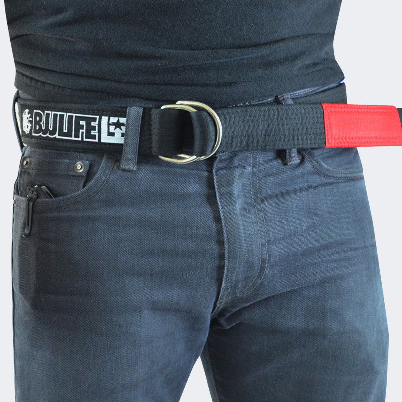 Black BJJ Life Street Belt, Jiu Jitsu belt you wear with pants, casual bjj belt