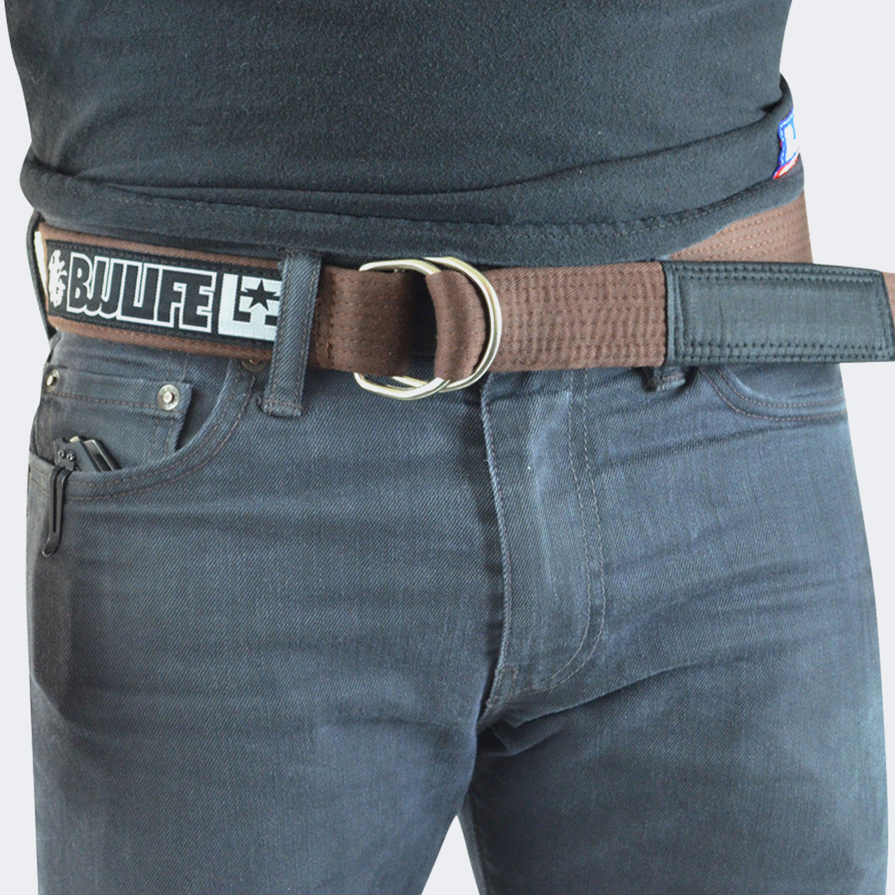 Brown BJJ Life Street Belt, Jiu Jitsu belt you wear with pants, casual bjj belt