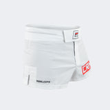 White boss shorts, mma shorts, combat corner shorts, crnr shorts, fight shorts