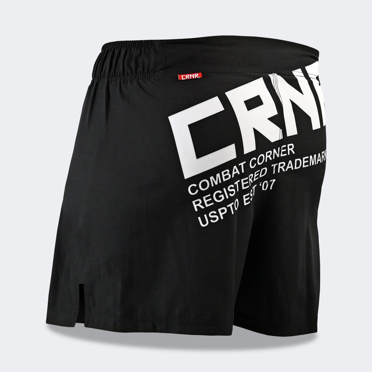 Combat Corner Shorts, CRNR Shorts, Cross Trainer Shorts, MMA Shorts, BJJ Shorts, Fight Shorts, Black Fight Shorts