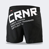 Combat Corner Shorts, CRNR Shorts, Cross Trainer Shorts, MMA Shorts, BJJ Shorts, Fight Shorts, Black Fight Shorts