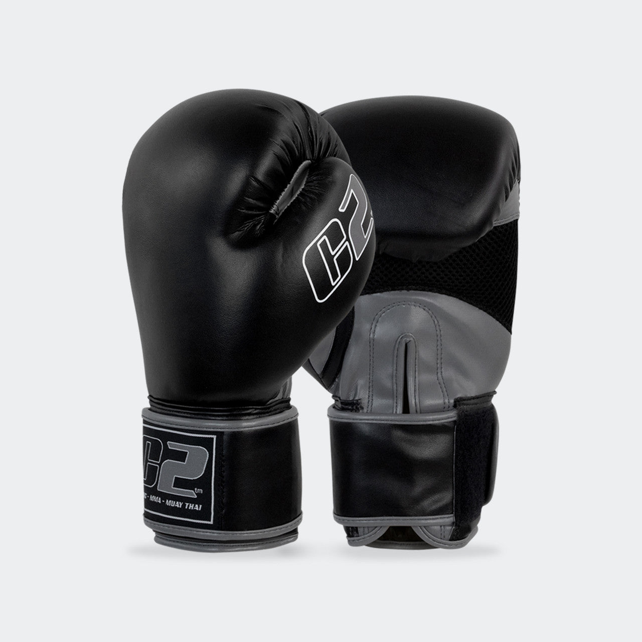 C2 Black and Grey Boxing Gloves with XtraFresh - Combat Corner, grey Boxing Gloves, Cheap Boxing Gloves, Value Boxing Gloves, Affordable Boxing Gloves, Customizable boxing gloves, 16 ounce boxing gloves
