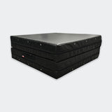 Photo of Combat Corner's black Made in the USA Crash Pad, made for MMA, Wrestling, BJJ, Judo, Martial Arts, and more, fully folded showing how easy it is to stack and store the crash pad.