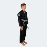 Kids BJJ GI Black | V7 Combat Corner, Kids Jiu Jitsu GI, Black Youth BJJ GI, Black Kids BJJ GI, Cheap Kids GI, Kids GI with white belt, CRNR kids gi