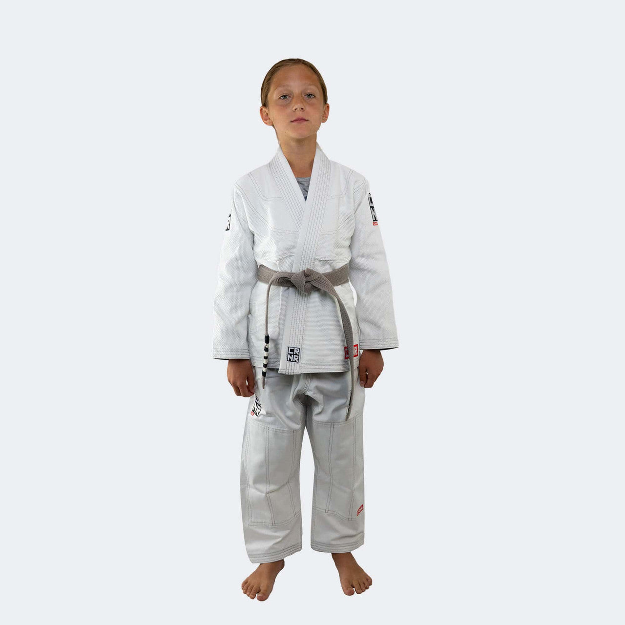 Kids BJJ GI Whit | V7 Combat Corner, Kids Jiu Jitsu GI, White Youth BJJ GI, White Kids BJJ GI, Cheap Kids GI, Kids GI with white belt, CRNR kids gi