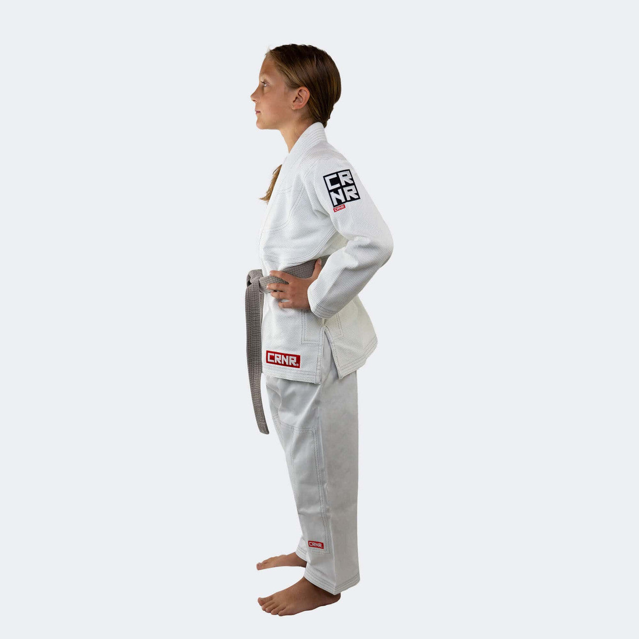 Kids BJJ GI Whit | V7 Combat Corner, Kids Jiu Jitsu GI, White Youth BJJ GI, White Kids BJJ GI, Cheap Kids GI, Kids GI with white belt, CRNR kids gi
