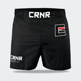 Combat Corner Shorts, CRNR Shorts, Cross Trainer Shorts, MMA Shorts, BJJ Shorts, Fight Shorts, Black Fight Shorts