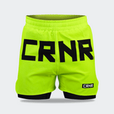 CRNR Functional Combat Shorts, Combat Corner Shorts, Chartreuse 5 Inch Shorts