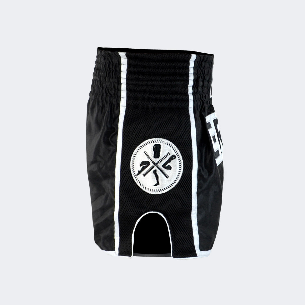 Black Combat Corner Muay Thai Shorts, Thai Shorts, Thai Boxing Shorts, CRNR Muay Thai Shorts, Nak Muay Shorts