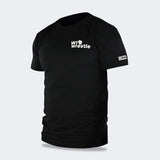 Product photo of Combat Corner’s exclusive WI Wrestle Black Classic Tee. This photo shows the left front angle of Combat Corner’s WI Wrestle Black Classic Tee. This collab Classic Tee is part of Combat Corner’s sponsorship of WI Wrestle, the number one news source and fan center for Wisconsin wrestling.