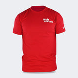 Product photo of Combat Corner’s exclusive WI Wrestle Red Classic Tee. This photo shows the front of Combat Corner’s WI Wrestle Red Classic Tee. This collab Classic Tee is part of Combat Corner’s sponsorship of WI Wrestle, the number one news source and fan center for Wisconsin wrestling.