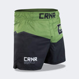 Combat Corner Shorts, CRNR Shorts, Cross Trainer Shorts, MMA Shorts, BJJ Shorts, Fight Shorts, OD Green Fight Shorts