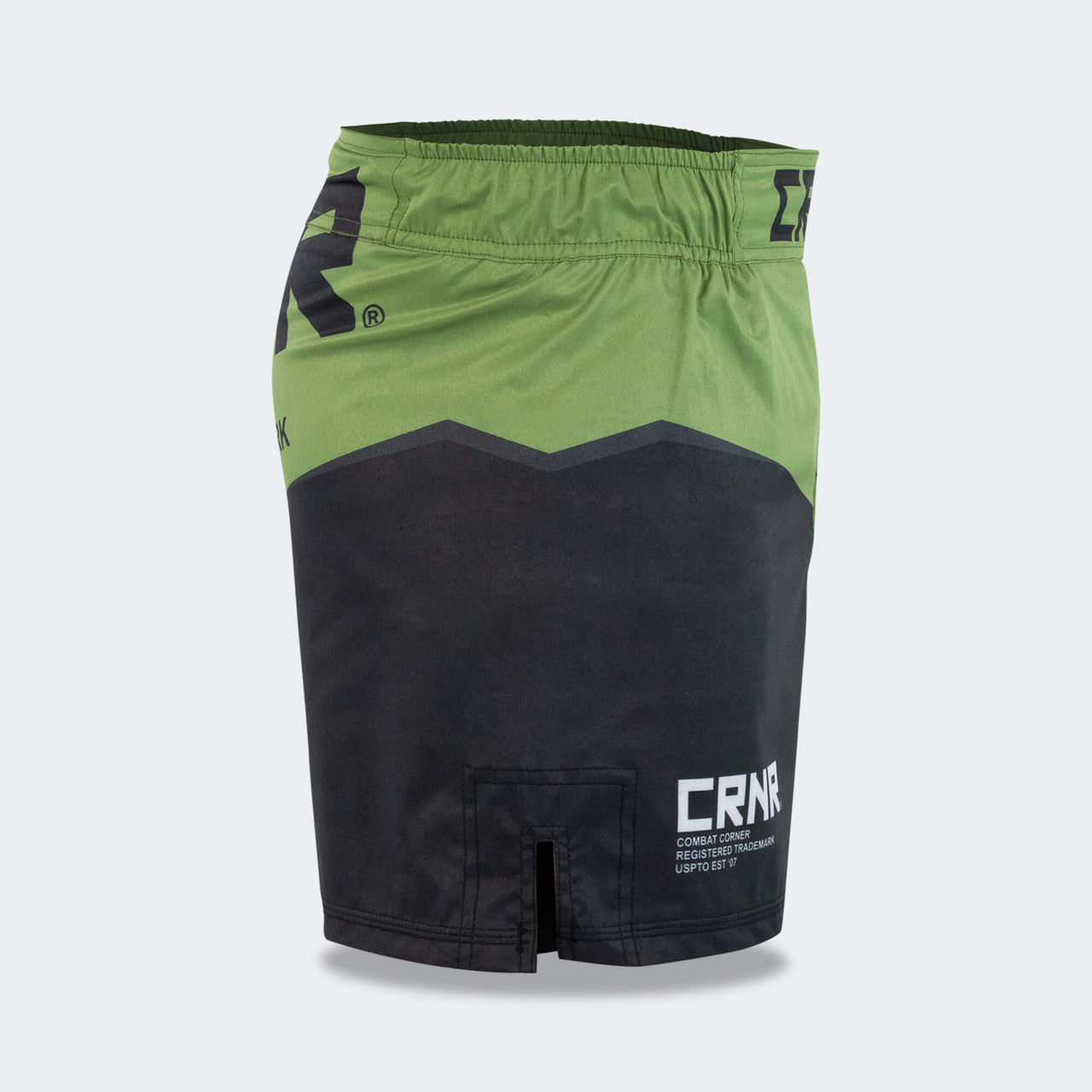 Combat Corner Shorts, CRNR Shorts, Cross Trainer Shorts, MMA Shorts, BJJ Shorts, Fight Shorts, OD Green Fight Shorts