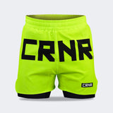 CRNR Functional Combat Shorts, Combat Corner Shorts, Chartreuse 5 Inch Shorts