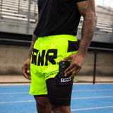 CRNR Functional Combat Shorts, Combat Corner Shorts, Chartreuse 5 Inch Shorts