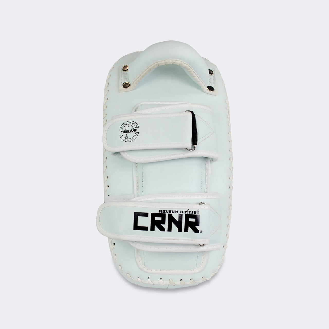 HMIT Thai Pads, Muay Thai Pads, Vegan Leather Muay Thai Pads, White Muay Thai Pads, Combat Corner Muay Thai Pads, CRNR, Double Strap Thai Pads