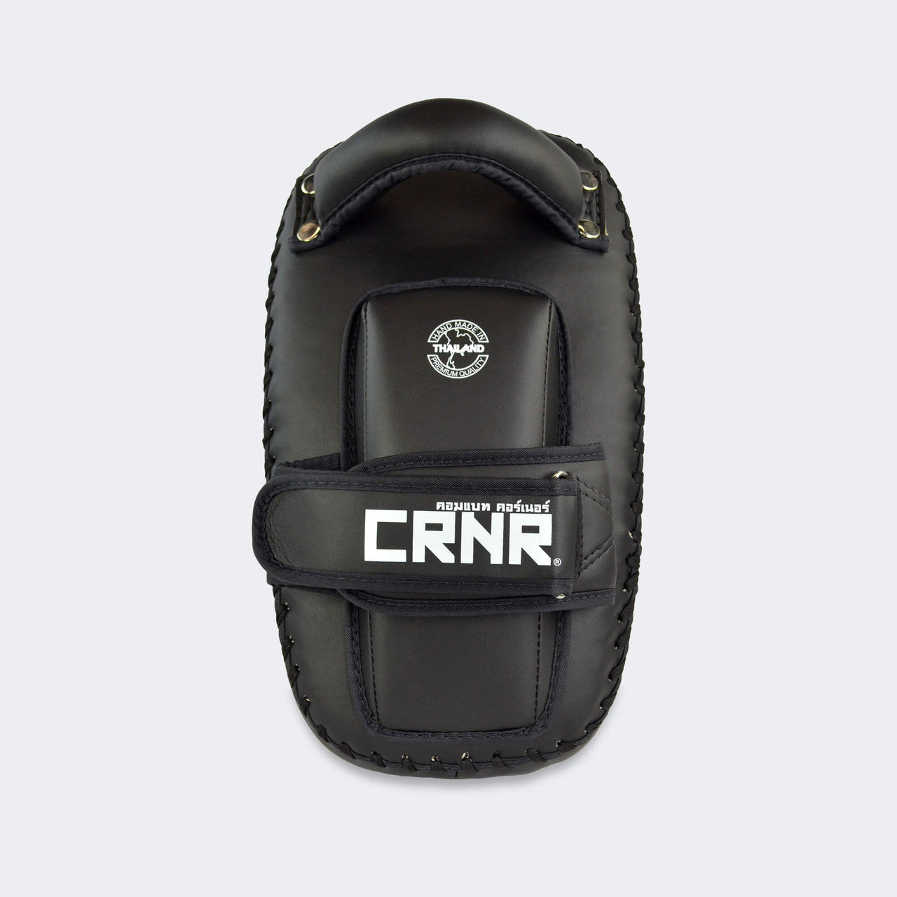 HMIT Thai Pads, Muay Thai Pads, Vegan Leather Muay Thai Pads, Black Muay Thai Pads, Combat Corner Muay Thai Pads, CRNR, Single Strap Thai Pads