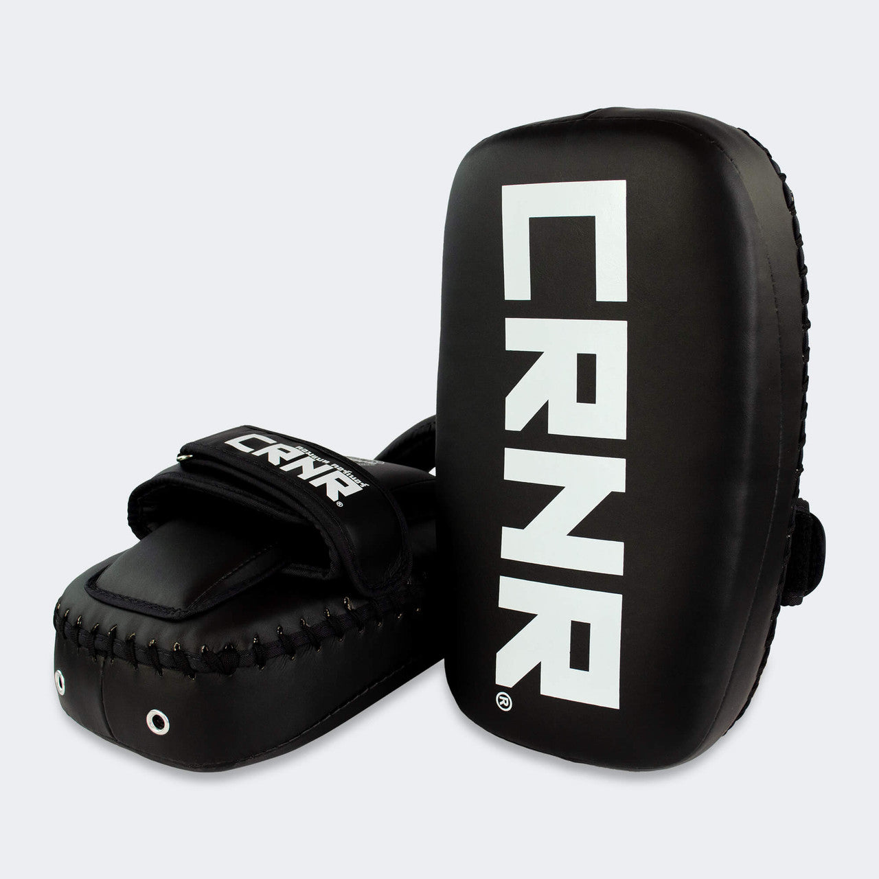 HMIT Thai Pads, Muay Thai Pads, Vegan Leather Muay Thai Pads, Black Muay Thai Pads, Combat Corner Muay Thai Pads, CRNR, Single Strap Thai Pads