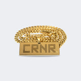Combat Corner Gold Chain, Cuban Gold Chain, CRNR Necklace, Combat Corner Black Chain