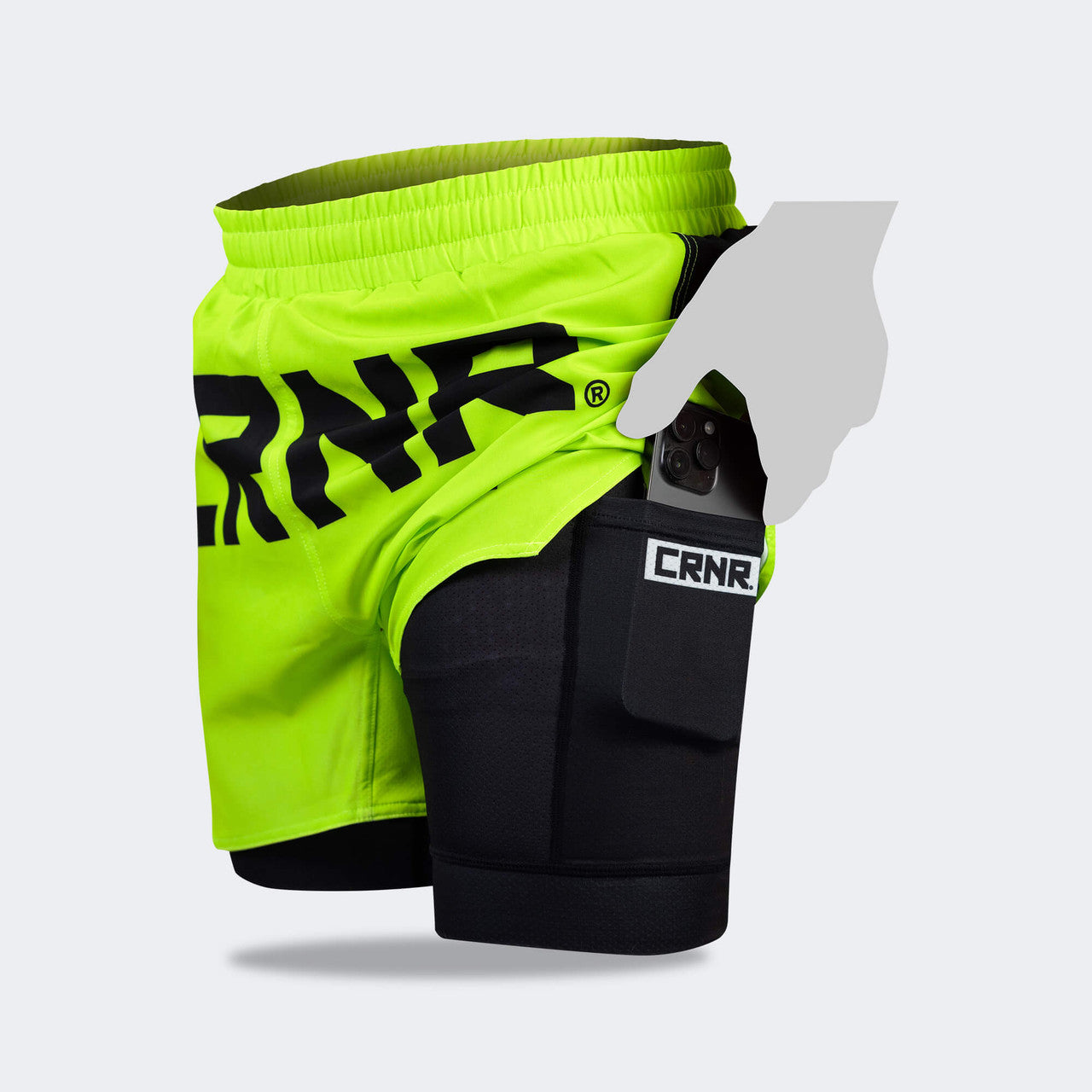 CRNR Functional Combat Shorts, Combat Corner Shorts, Chartreuse 5 Inch Shorts