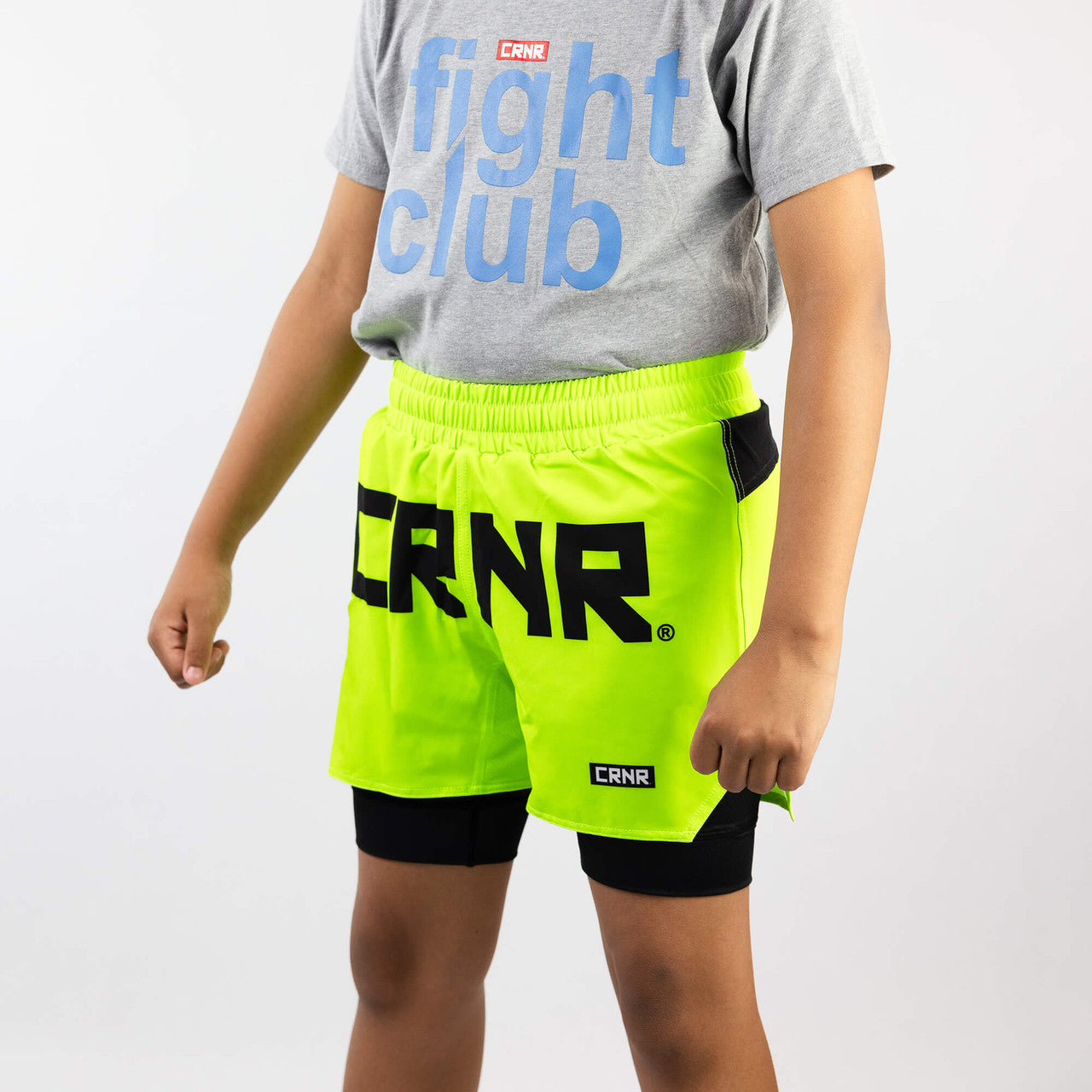 CRNR Functional Combat Shorts, Combat Corner Shorts, Chartreuse 5 Inch Shorts