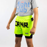 CRNR Functional Combat Shorts, Combat Corner Shorts, Chartreuse 5 Inch Shorts