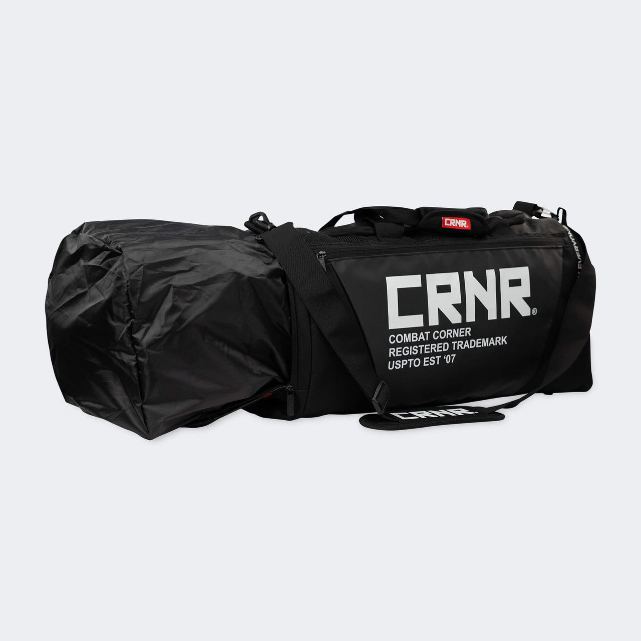 Product photo of the front of the Combat Corner Essential Gear Bag showing the bag's extended ventilated mesh bag