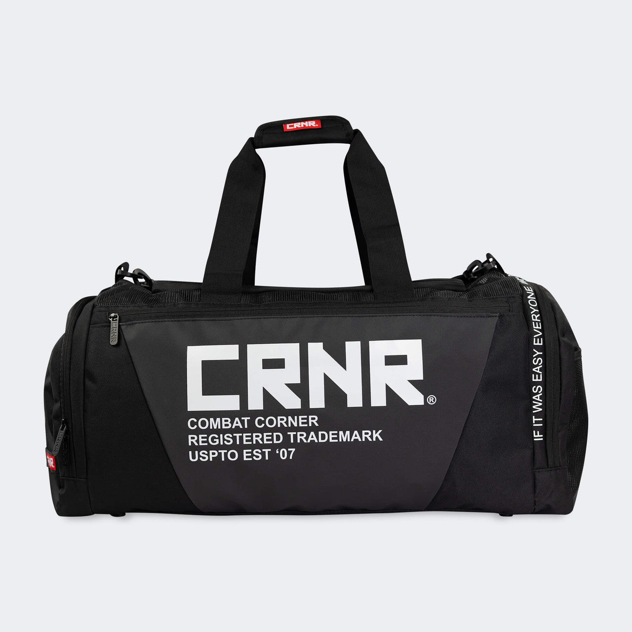 Product photo of the front of the Combat Corner Essential Gear Bag showing the bag's extended deluxe carrying handles