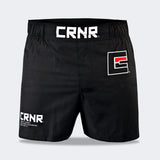 Combat Corner Shorts, CRNR Shorts, Cross Trainer Shorts, MMA Shorts, BJJ Shorts, Fight Shorts, Black Fight Shorts