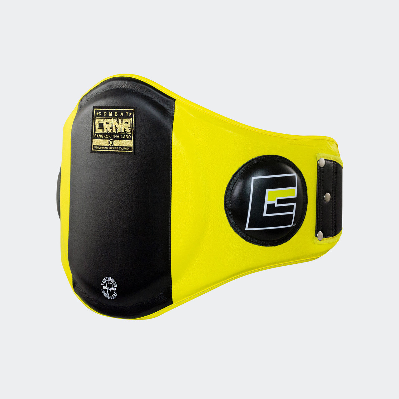 HMIT Belly Pad, K Belly Pad, HMIT Muay Thai Belly Pad, Muay Thai Belly Pad, Black Belly Pad, Hand Made in Thailand, handmade, Yellow