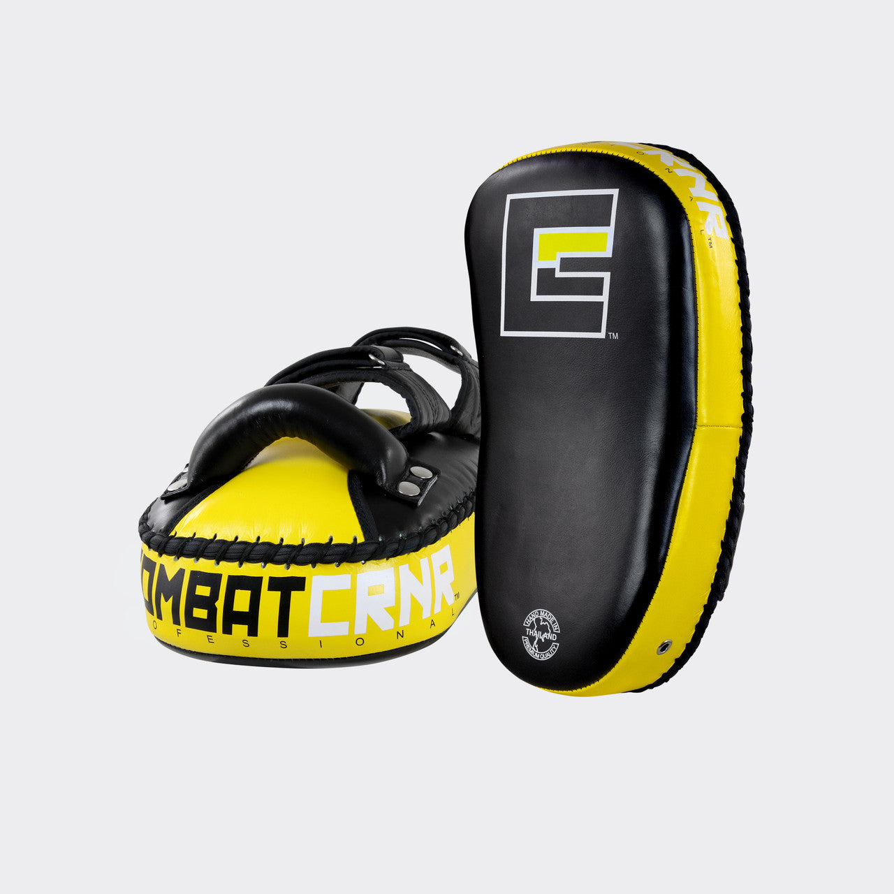 HMIT Thai Pads, Muay Thai Pads, Kick Pads, Pads made in Thailand, Yellow Thai Pads, Combat Corner Thai Pads
