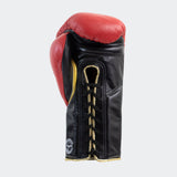 Photo of the bottom palm side of Combat Corner's red Punchers Professional Fight Gloves, which are Mexican Boxing Gloves that are hand made in Thailand.