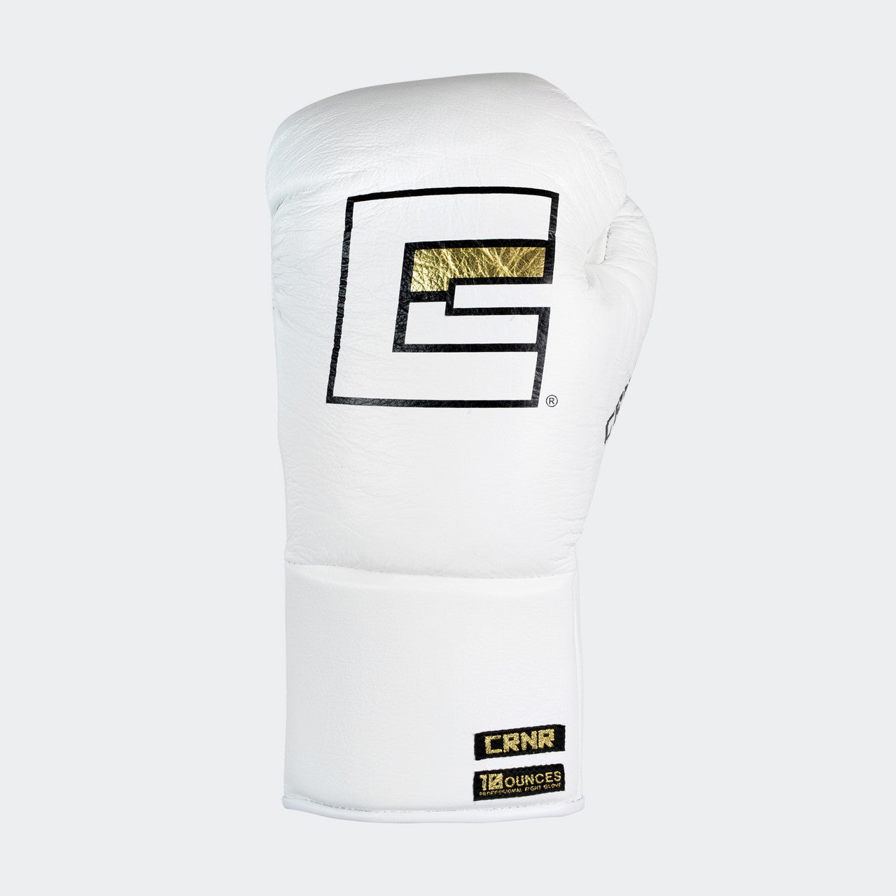 Photo of the top side of Combat Corner's white Punchers Professional Fight Gloves, which are Mexican Boxing Gloves that are hand made in Thailand.