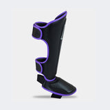 HMIT Shin Guards, Hand made in Thailand, Leather Shin Guards, Purple Shin Guards, Shin Pads, Black Shin Guards