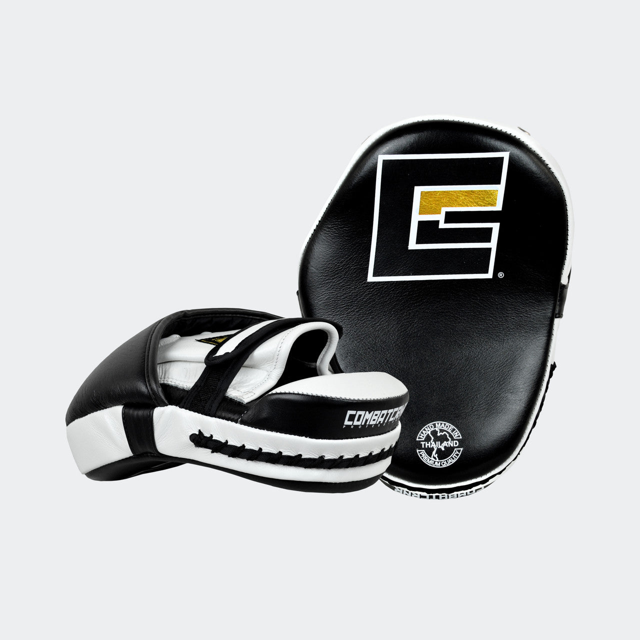 HMIT Punch Mitts, Leather Punch Mitts, White Punch Mitts, Hand Made in Thailand, Boxing Punch Mitts, Boxing Mitts, Tech Mitts