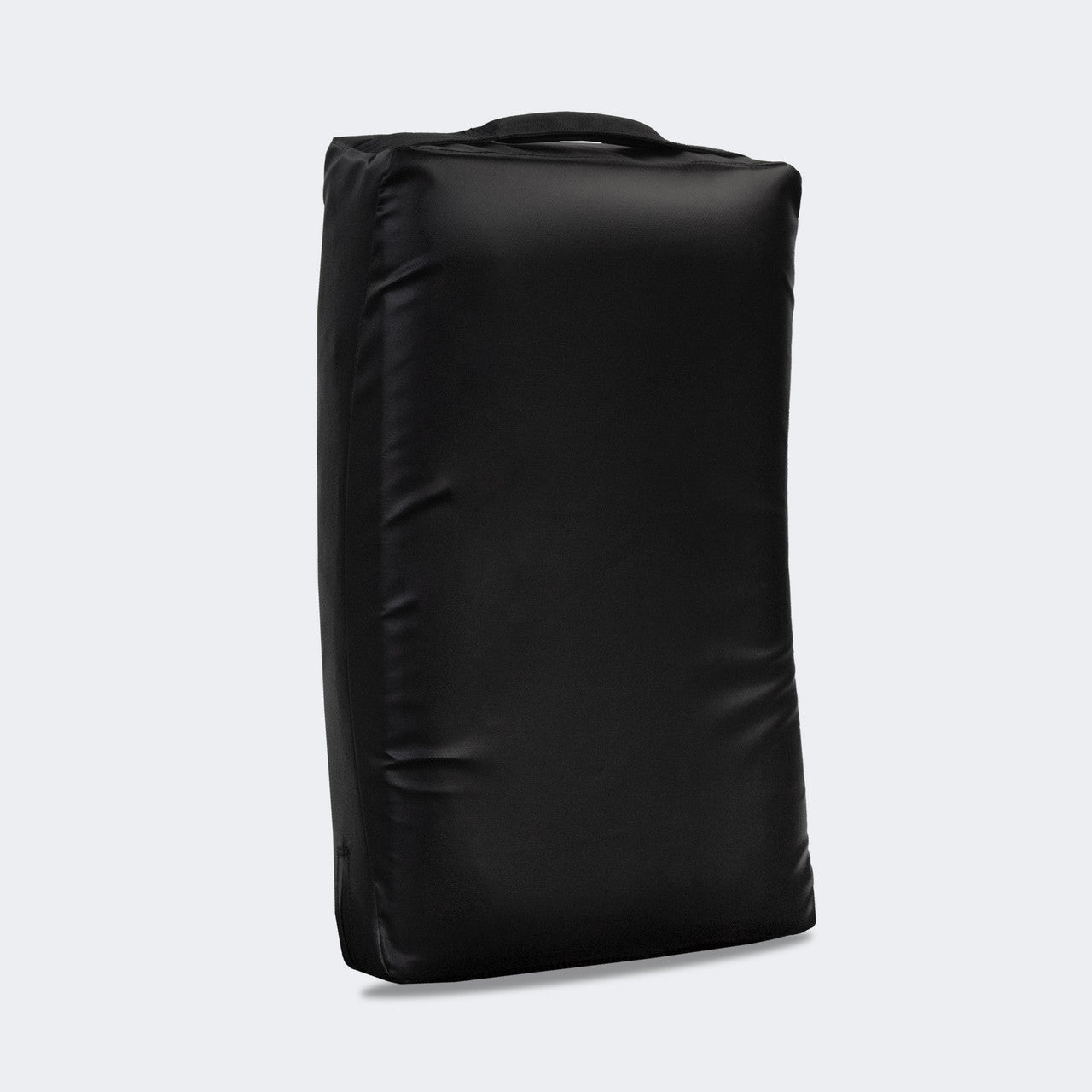 Photo of the front left of Combat Corner's black Made in the USA Kick Shield, made for MMA, Muay Thai, Martial Arts, and more.