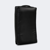 Photo of the front left of Combat Corner's black Made in the USA Kick Shield, made for MMA, Muay Thai, Martial Arts, and more.