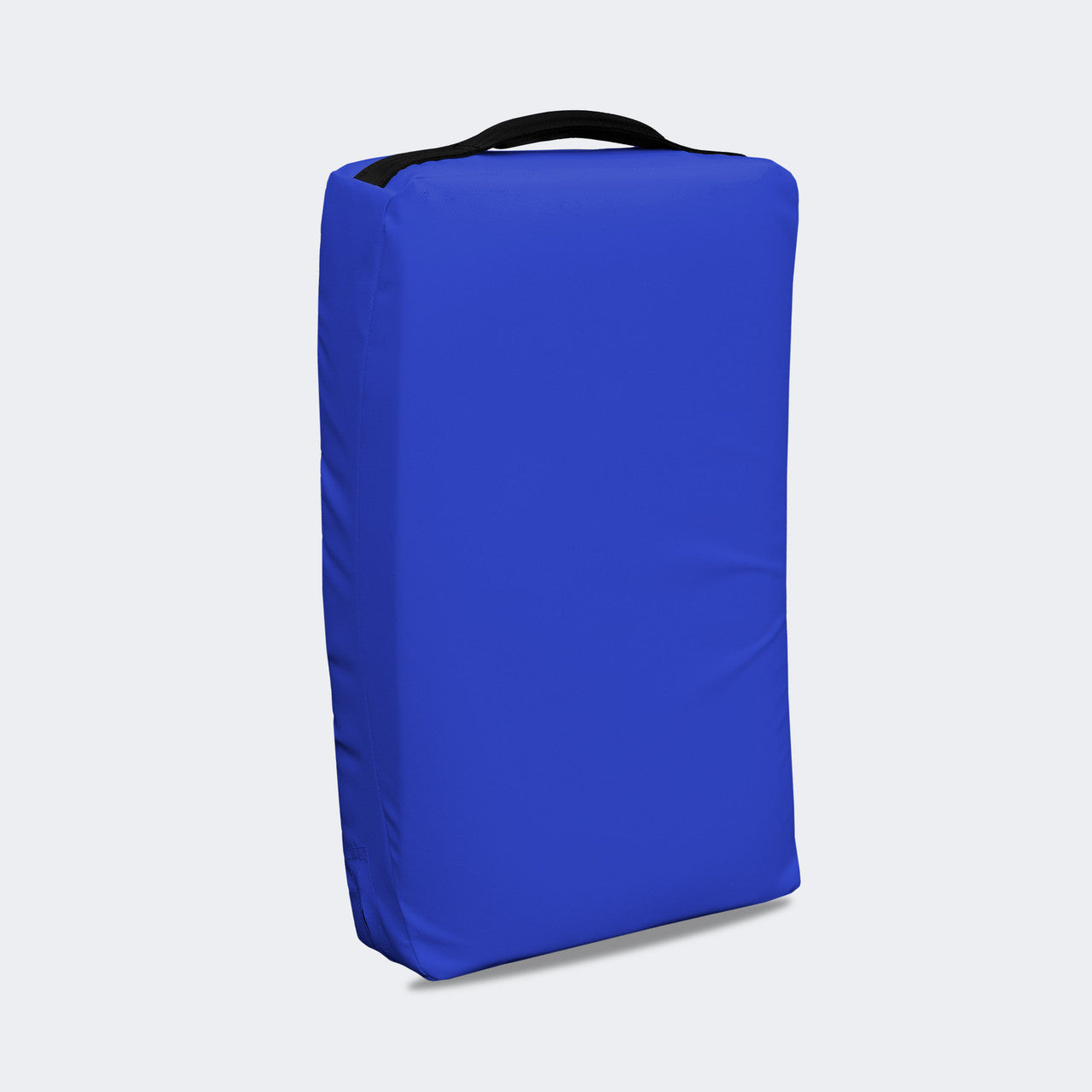 Photo of the front left of Combat Corner's blue Made in the USA Kick Shield, made for MMA, Muay Thai, Martial Arts, and more.
