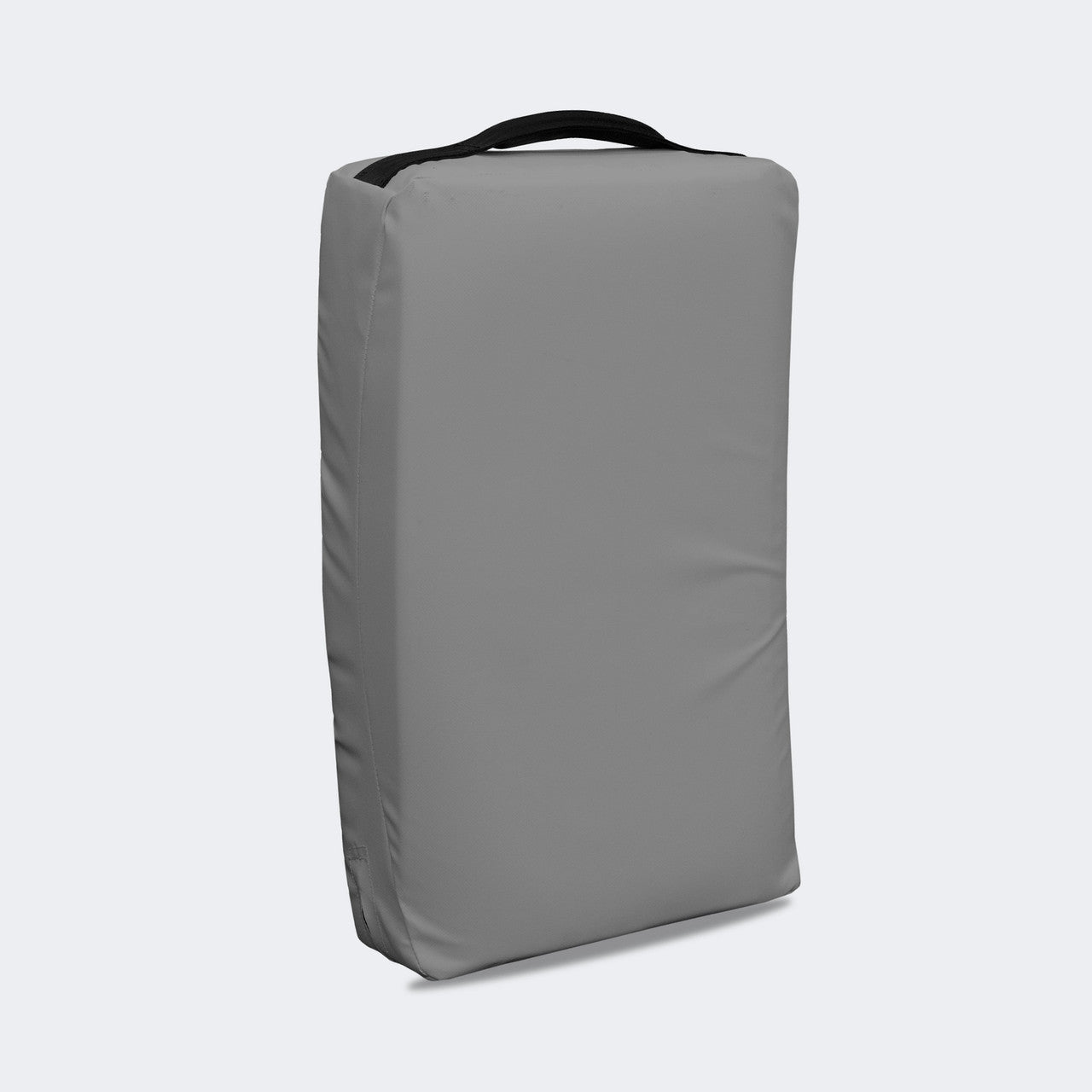 Photo of the front left of Combat Corner's grey Made in the USA Kick Shield, made for MMA, Muay Thai, Martial Arts, and more.