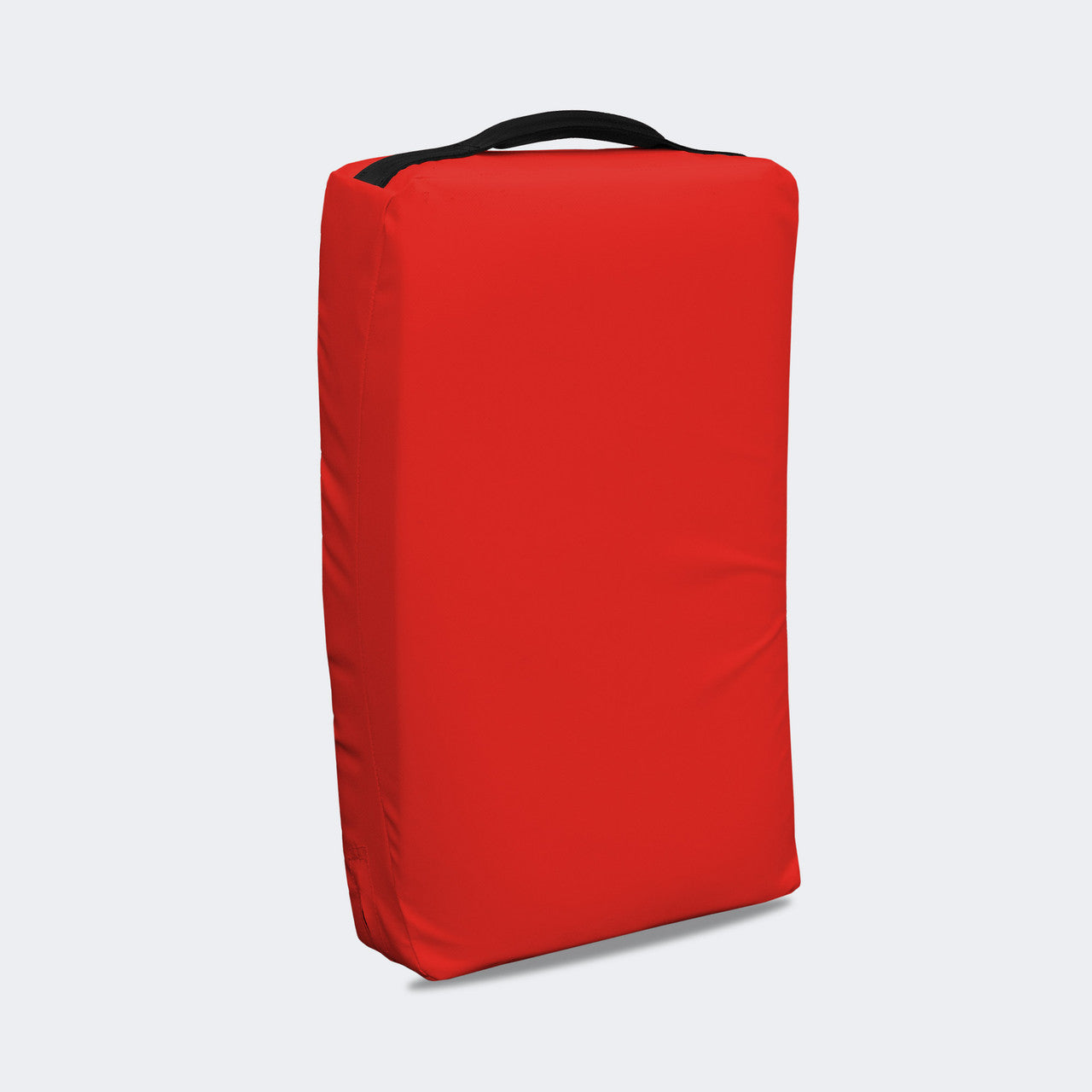 Photo of the front left of Combat Corner's red Made in the USA Kick Shield, made for MMA, Muay Thai, Martial Arts, and more.