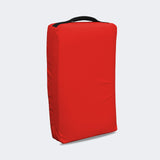 Photo of the front left of Combat Corner's red Made in the USA Kick Shield, made for MMA, Muay Thai, Martial Arts, and more.