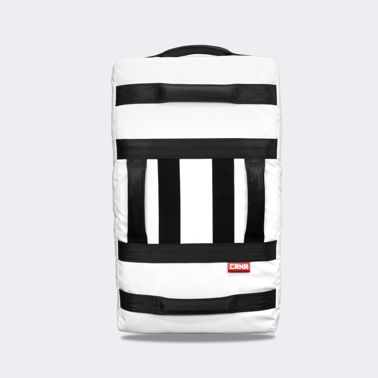 Photo of the back of Combat Corner's white Made in the USA Kick Shield, made for MMA, Muay Thai, Martial Arts, and more.