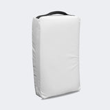 Photo of the front left of Combat Corner's white Made in the USA Kick Shield, made for MMA, Muay Thai, Martial Arts, and more.