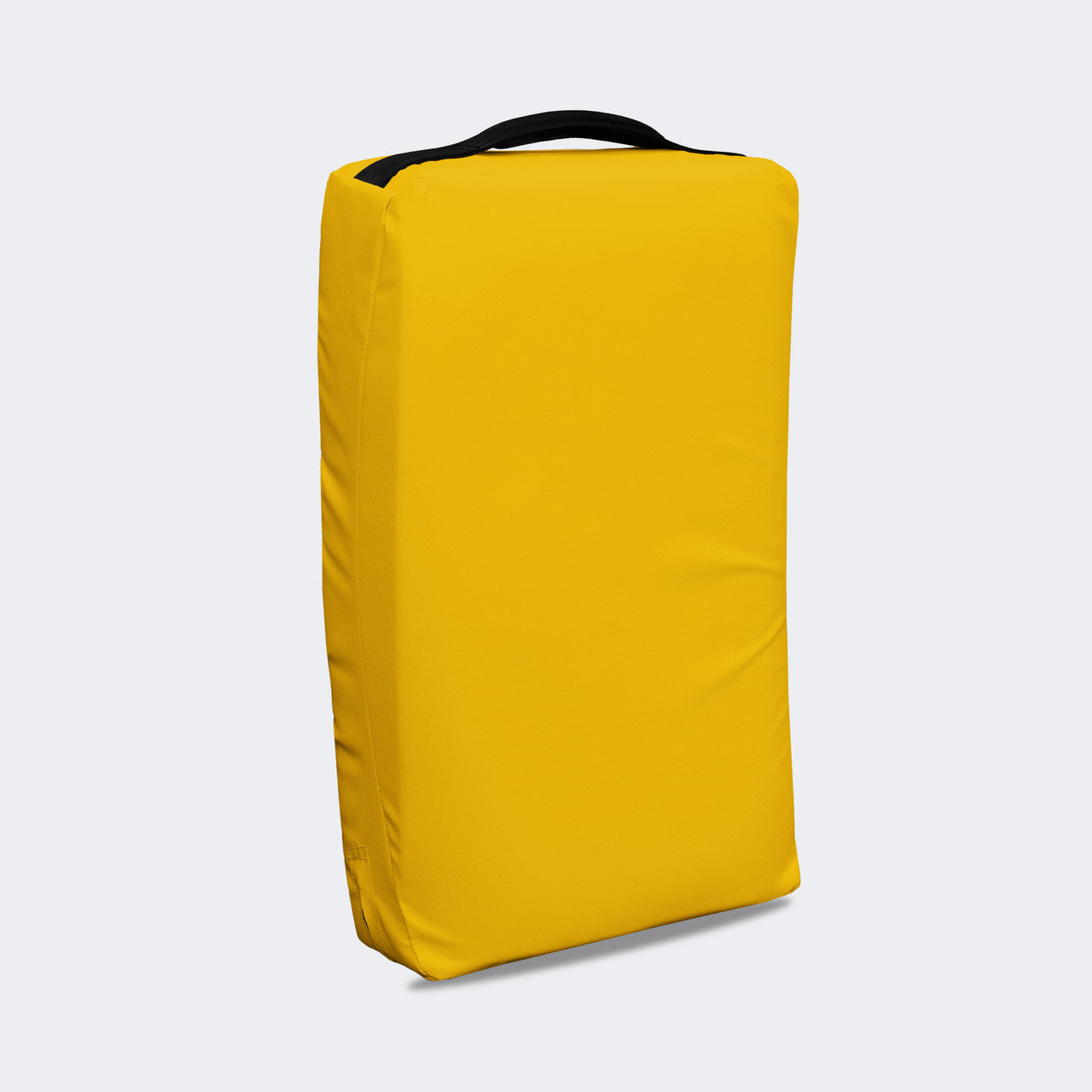 Photo of the front left of Combat Corner's yellow Made in the USA Kick Shield, made for MMA, Muay Thai, Martial Arts, and more.