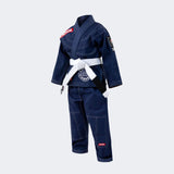 Kids BJJ GI Navy Blue | v6 Combat Corner, Kids Jiu Jitsu GI, Navy Youth BJJ GI, Blue Kids BJJ GI, Cheap Kids GI, Kids GI with white belt, CRNR kids gi