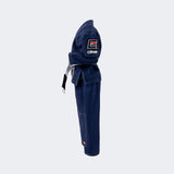 Kids BJJ GI Navy Blue | v6 Combat Corner, Kids Jiu Jitsu GI, Navy Youth BJJ GI, Blue Kids BJJ GI, Cheap Kids GI, Kids GI with white belt, CRNR kids gi