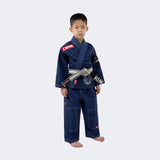 Kids BJJ GI Navy Blue | v6 Combat Corner, Kids Jiu Jitsu GI, Navy Youth BJJ GI, Blue Kids BJJ GI, Cheap Kids GI, Kids GI with white belt, CRNR kids gi