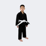 recruit bjj gi, black bjj gi, kids bjj gi, cheap kids bjj gi, cheap kids jiu jitsu gi, economy kids GI, child size bjj gi, childrens jiu jitsu gi, academy bjj gi, youth bjj gi, free white belt kids gi